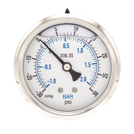 Gauge,2.5,30/0/30psi,1/4NPT,316SS